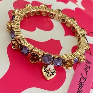 Betsey Johnson Rose and Rhinestone Bracelet